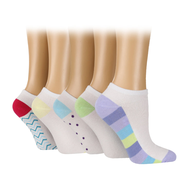 WildFeet 5PK Ladies Bamboo Patterned Trainer Socks