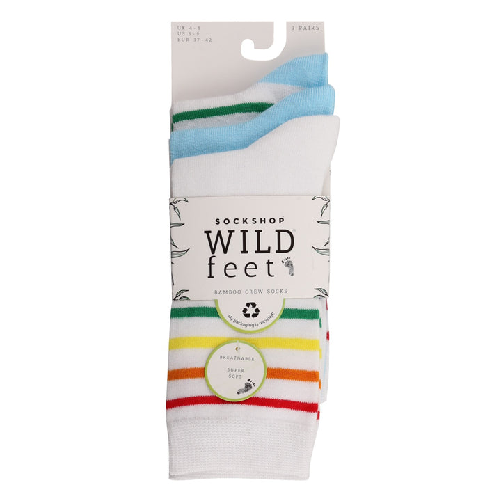 WILDFEET Ladies 3PK Bamboo Pattern Crew Socks