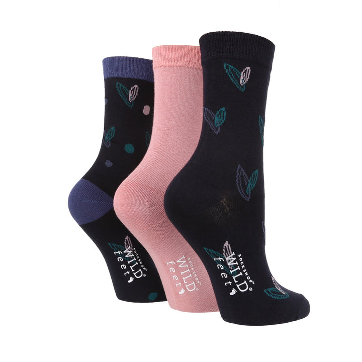 WILDFEET 3PK Super Soft Bamboo Jacquard Socks-Womens