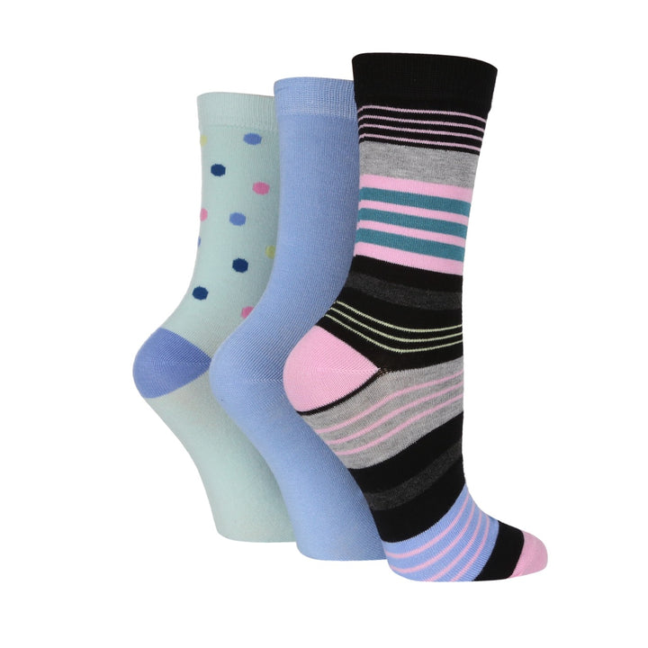 WILDFEET Ladies 3PK Bamboo Pattern Crew Socks