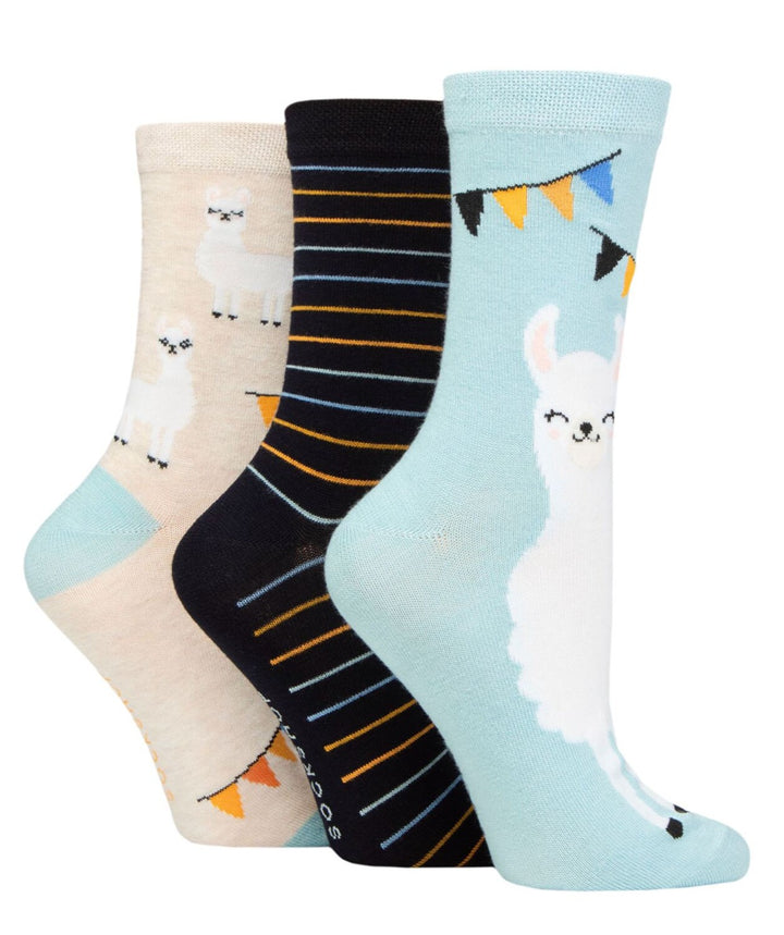 LAZY PANDA Ladies 3PK Bamboo Novelty Socks