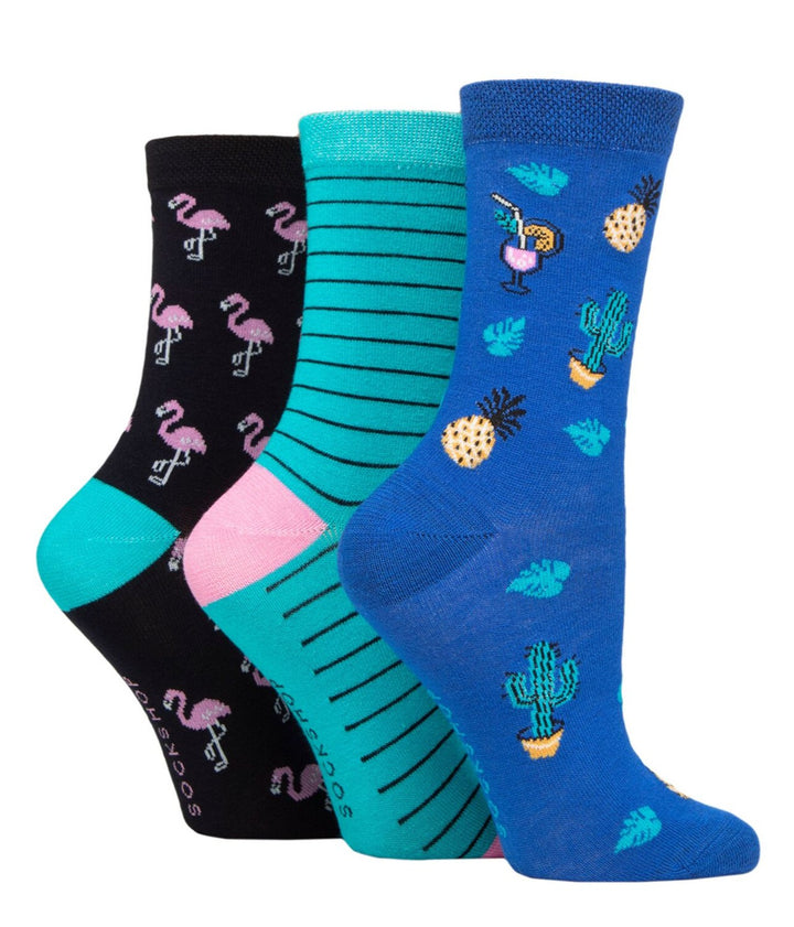 LAZY PANDA Ladies 3PK Bamboo Novelty Socks