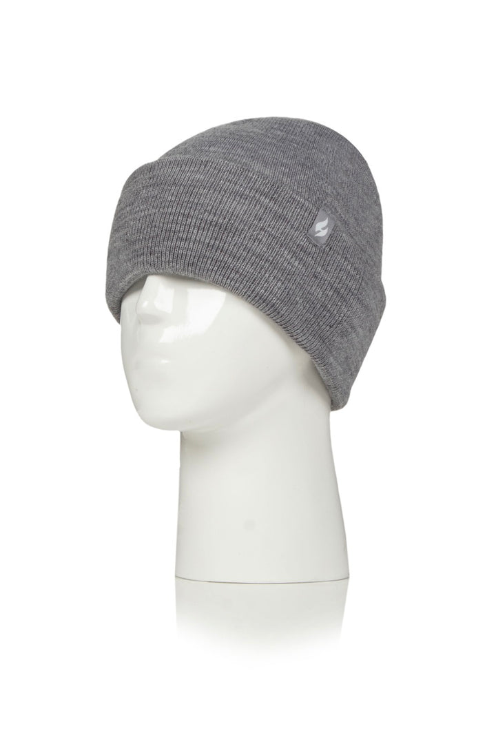 HEAT HOLDERS Unisex Maple Lite Half-Lined Flat Knit Thermal Turn-Over Beanie