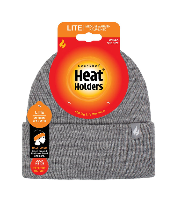 HEAT HOLDERS Unisex Maple Lite Half-Lined Flat Knit Thermal Turn-Over Beanie