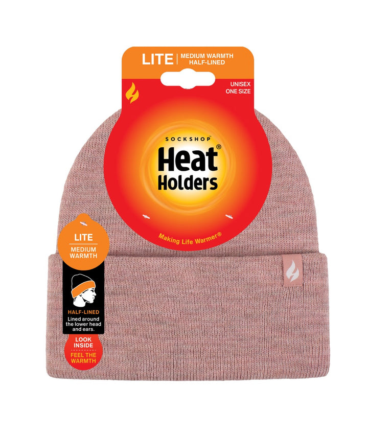 HEAT HOLDERS Unisex Maple Lite Half-Lined Flat Knit Thermal Turn-Over Beanie