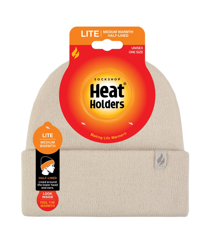 HEAT HOLDERS Unisex Maple Lite Half-Lined Flat Knit Thermal Turn-Over Beanie