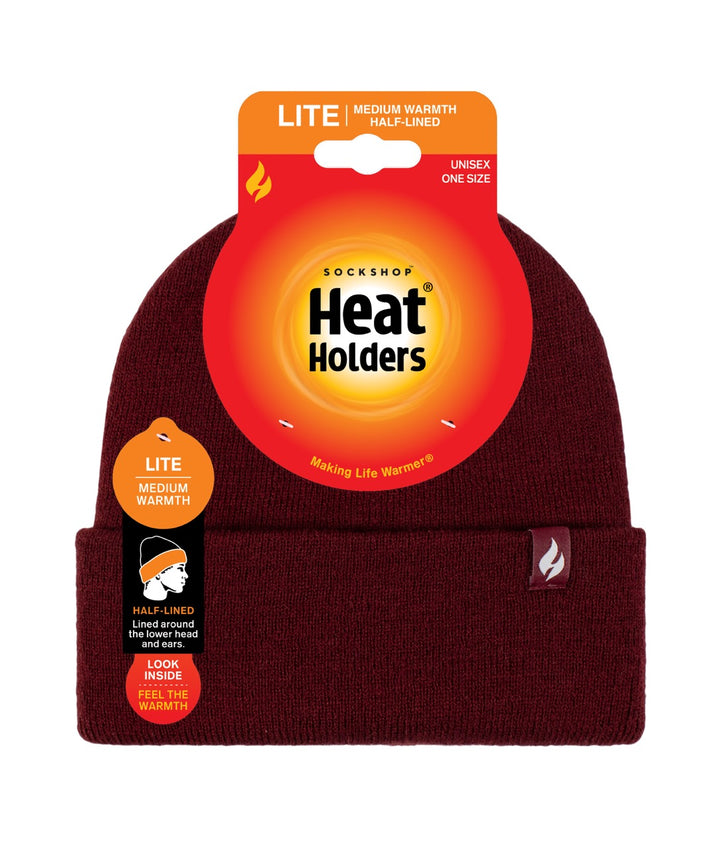 HEAT HOLDERS Unisex Maple Lite Half-Lined Flat Knit Thermal Turn-Over Beanie