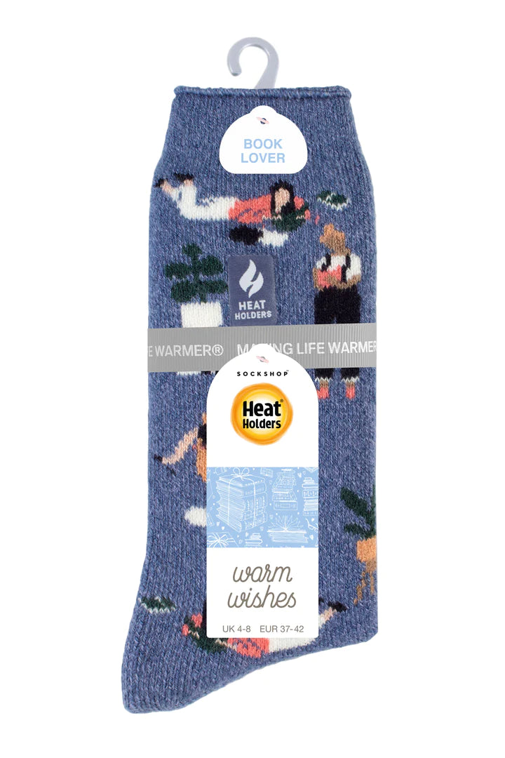 Heat Holders Warm Wishes Hobby Ladies Lite Sock - BOOK WORM