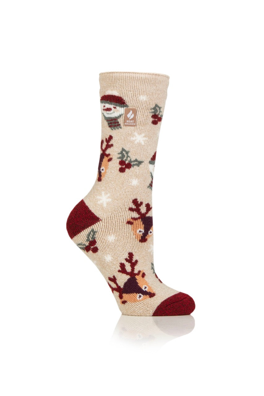 HEAT HOLDERS Lite Christmas Socks - Womens UK 4-8