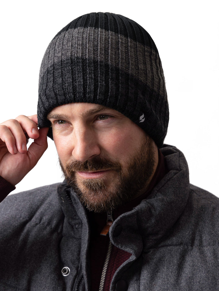 HEAT HOLDERS Mens Themal Block Stripe Linden Beanie