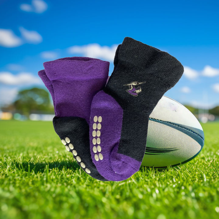 NRL Melbourne Storm 4 Pairs Infant Socks