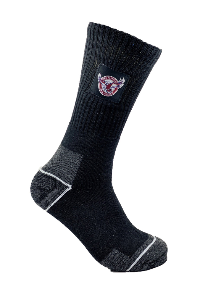 NRL Manly Sea Eagles 2 Pk Heavy Duty Work Sock