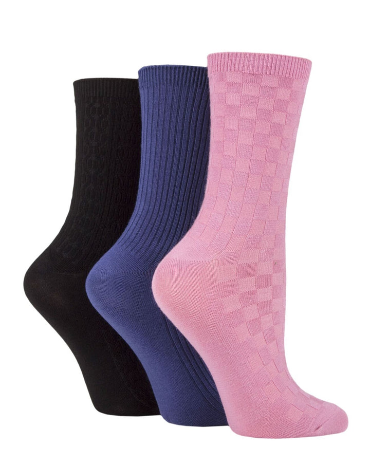 SOCKSHOP 3PK Textured Bamboo Crew Socks - Women's 4-8