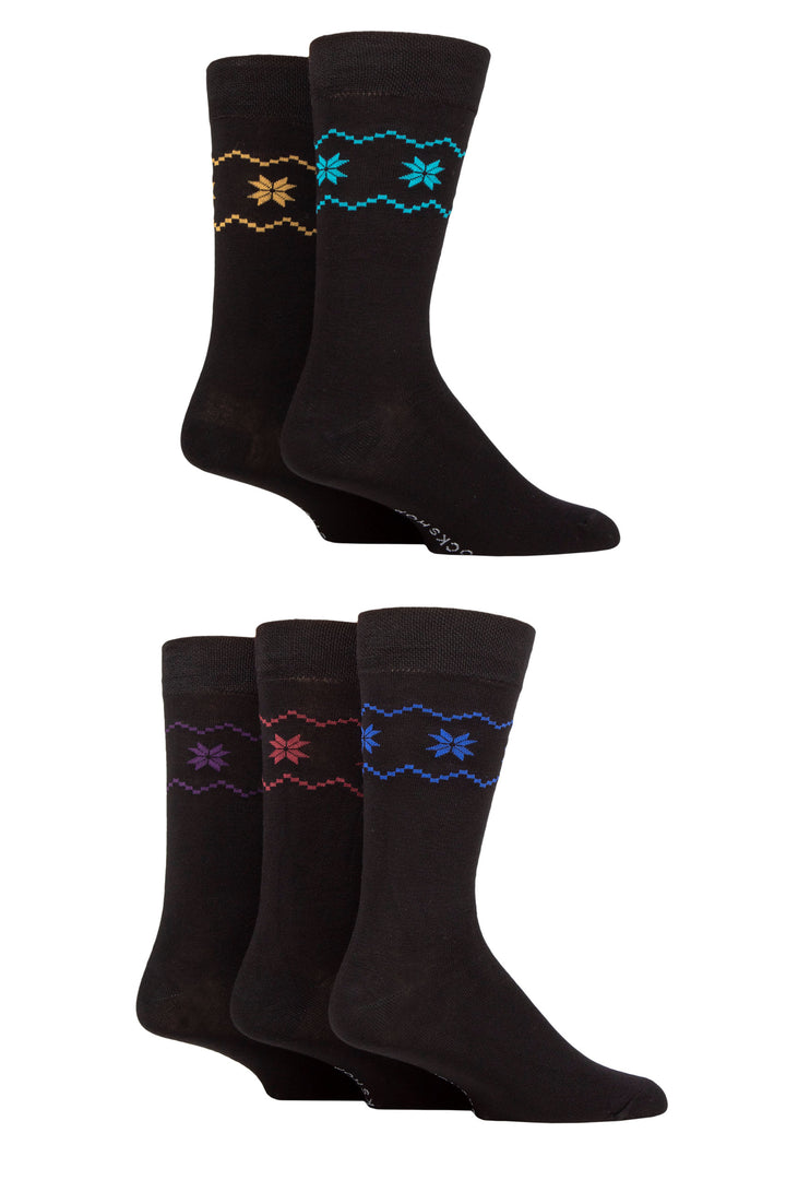 SOCKSHOP 5Pk Fairisle Bamboo Socks-Mens 7-11