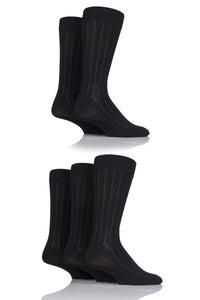 SOCKSHOP 5PK Plain Coloured Ribbed Bamboo Sock-Mens 7-11