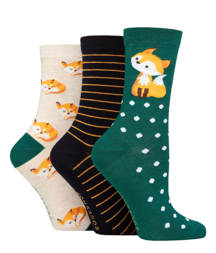 LAZY PANDA Ladies 3PK Bamboo Novelty Socks