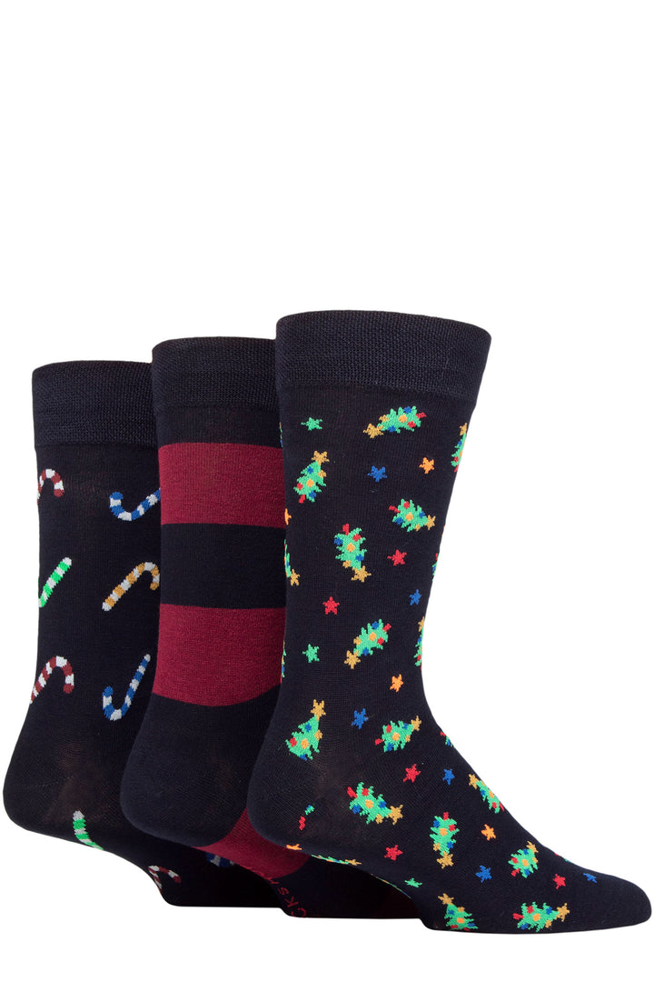 LAZY PANDA Men's 3PK Bamboo Christmas Novelty Socks