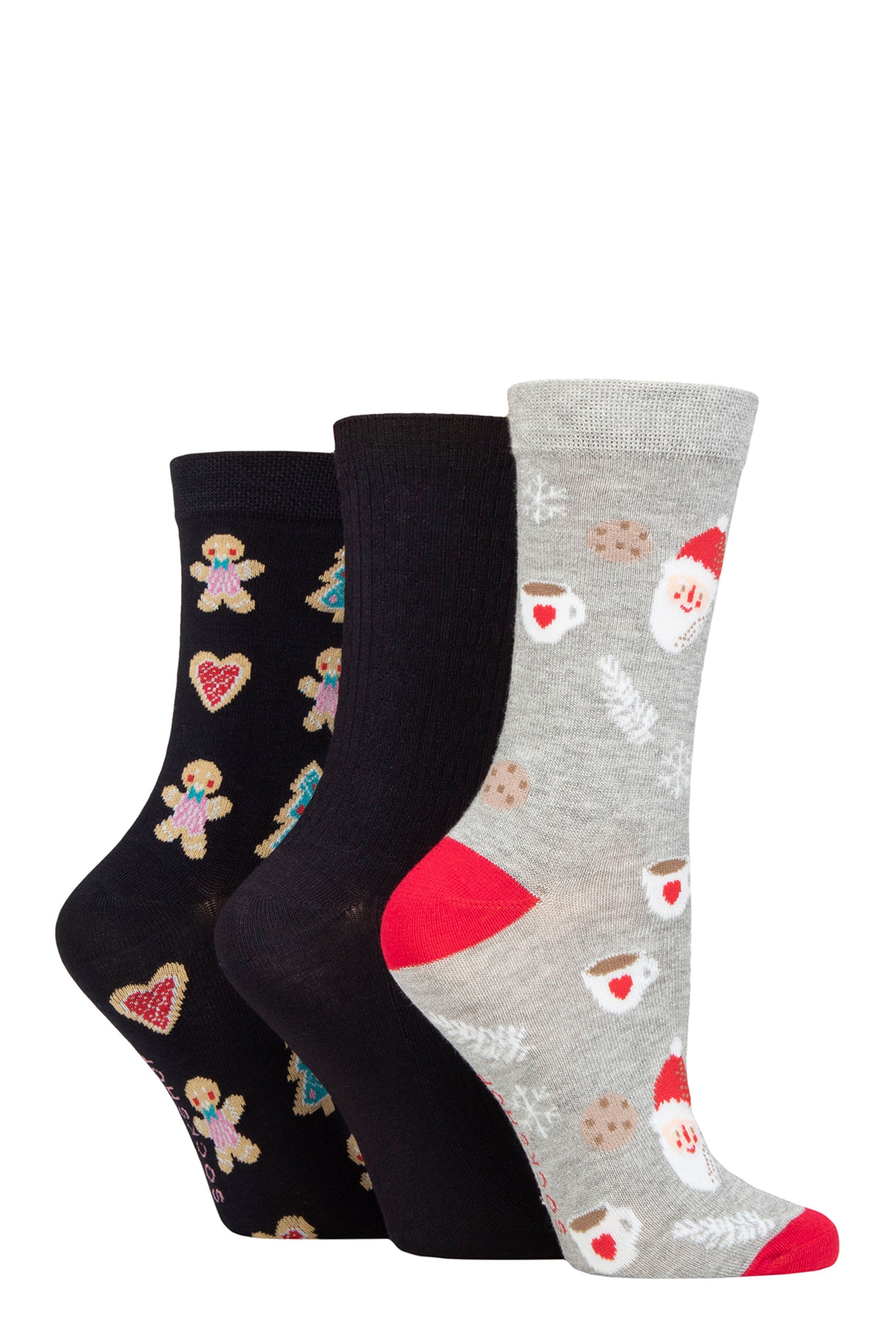 LAZY PANDA Ladies 3PK Bamboo Christmas Novelty Socks