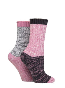 SOCKSHOP 2PK Ladies Velvet Soft Chunky Ribbed Boot Sock - UK 4-8