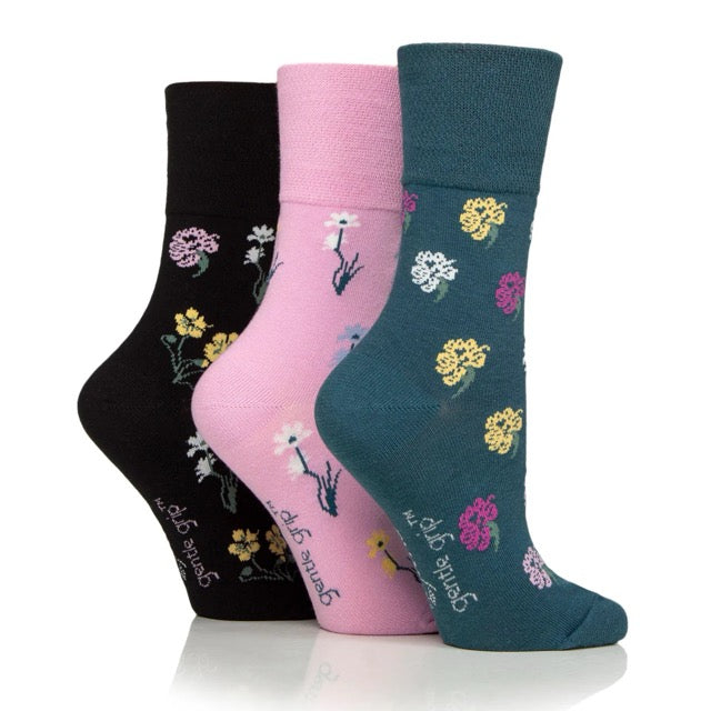 GENTLE GRIP 3Pk RHS Crew Socks - Womens