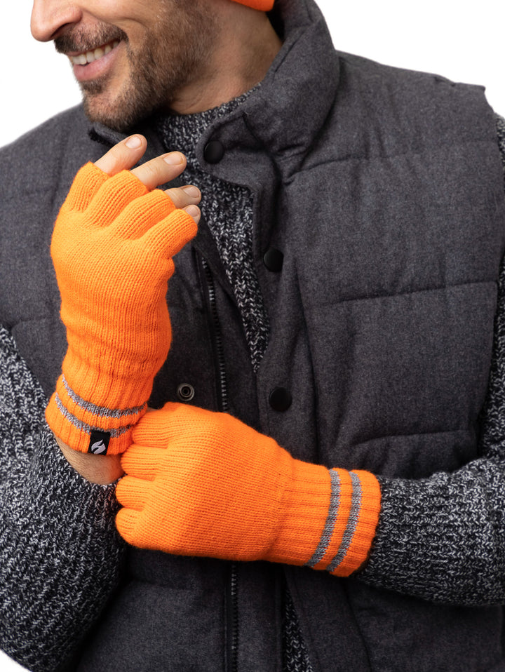 HEAT HOLDERS WorkForce Fingerless Thermal Gloves with Reflective Stripe