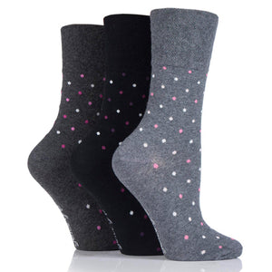 GENTLE GRIP 3PK Crew Socks Classic Fine Dots - Women's