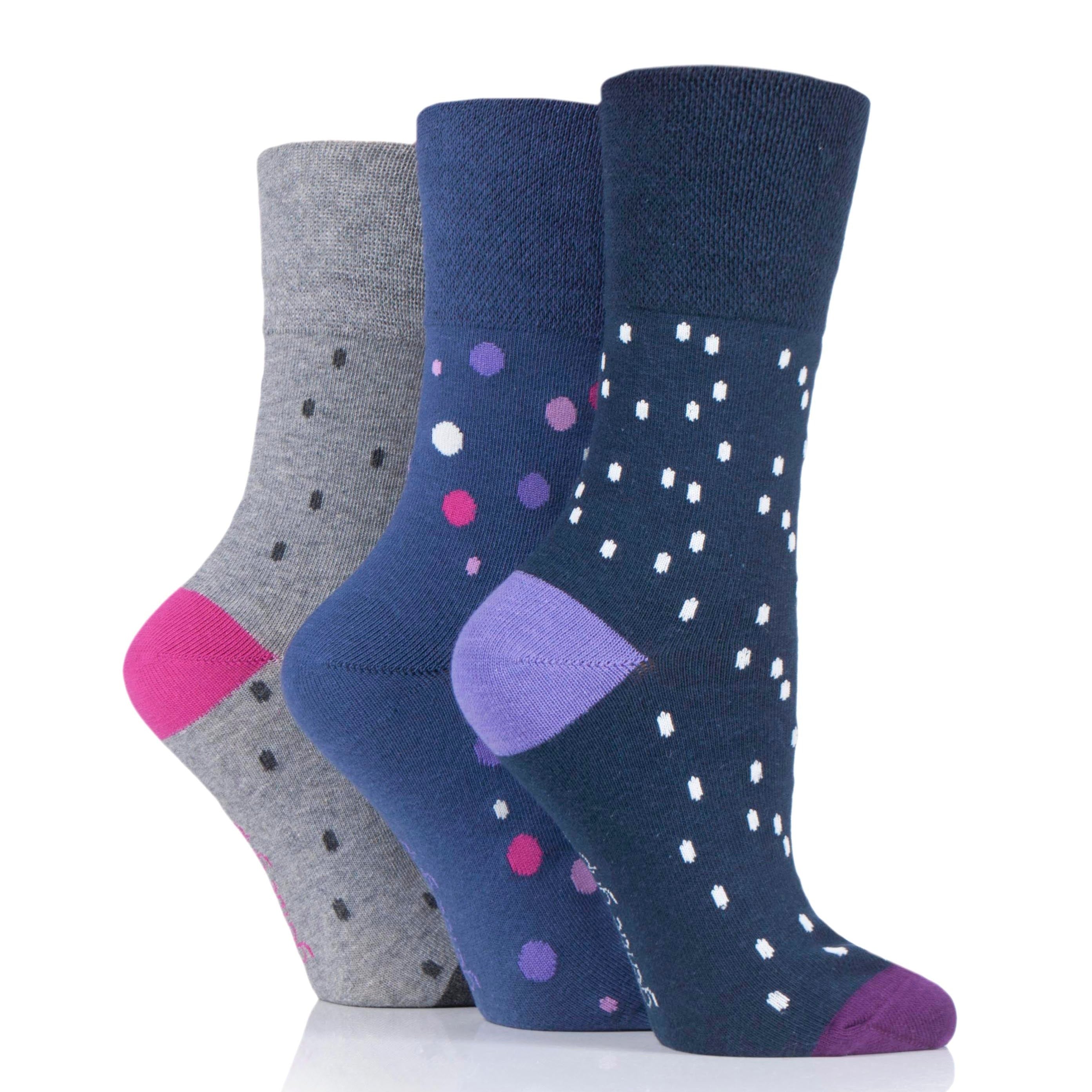 GENTLE GRIP 3PK Crew Socks Patterned Spot - Women's