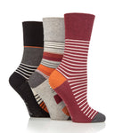 Load image into Gallery viewer, GENTLE GRIP 3Pk Crew Socks - Patterned Stripes - Women&#39;s UK 4-8
