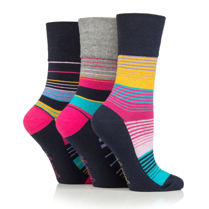 GENTLE GRIP 3Pk Crew Socks - Colour Burst - Women's  4-8