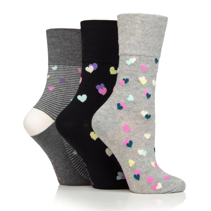 GENTLE GRIP 3Pk Crew Socks - Colour Burst - Women's  4-8