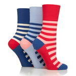 Load image into Gallery viewer, GENTLE GRIP 3Pk Crew Socks - Patterned Stripes - Women&#39;s UK 4-8
