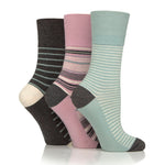 Load image into Gallery viewer, GENTLE GRIP 3Pk Crew Socks - Patterned Stripes - Women&#39;s UK 4-8

