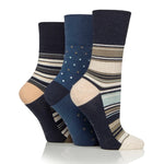 Load image into Gallery viewer, GENTLE GRIP 3Pk Crew Socks - Patterned Stripes - Women's UK 4-8
