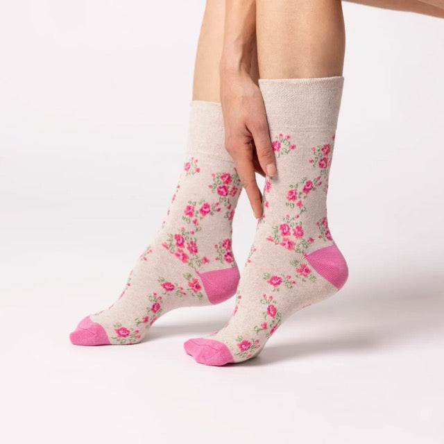 GENTLE GRIP 3Pk Bigfoot Patterned Cotton Socks - Womens