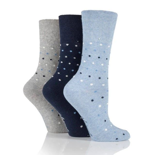 GENTLE GRIP 3Pk Bigfoot Patterned Cotton Socks - Womens