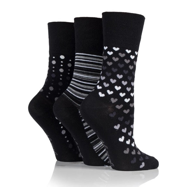 GENTLE GRIP 3pk Crew Socks-Bamboo-Womens 4-8