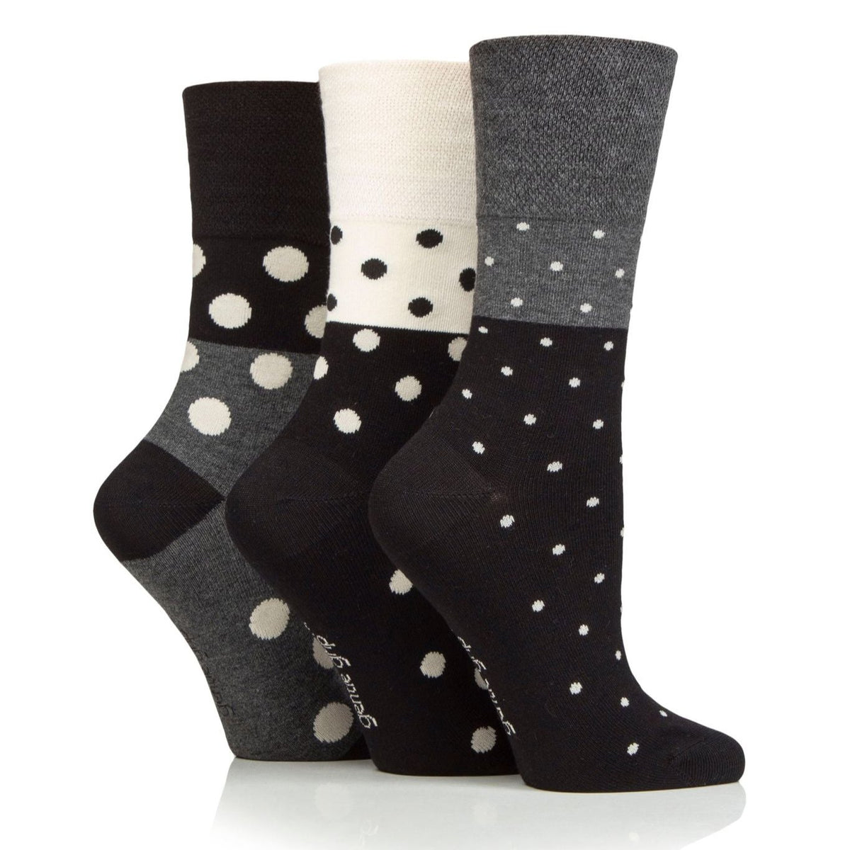 GENTLE GRIP 3pk Crew SocksBamboo Prints Women's 48