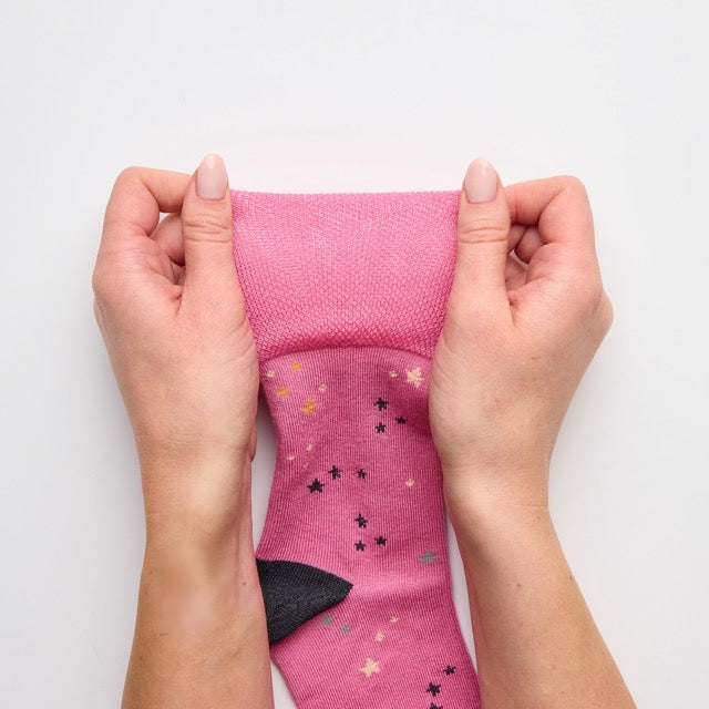 GENTLE GRIP 3pk Crew Socks-Bamboo Prints - Women's 4-8