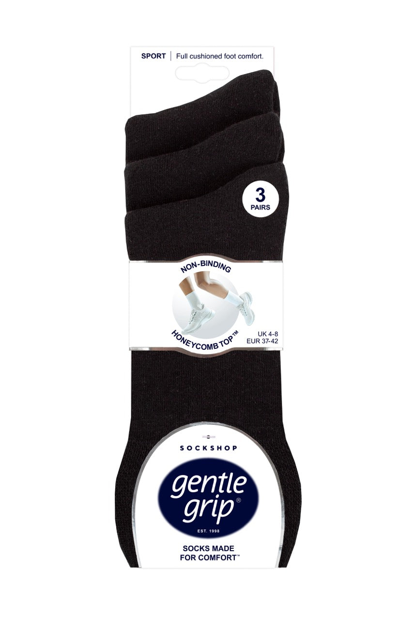 GENTLE GRIP Ladies 3PK Cushion Foot Sports Socks