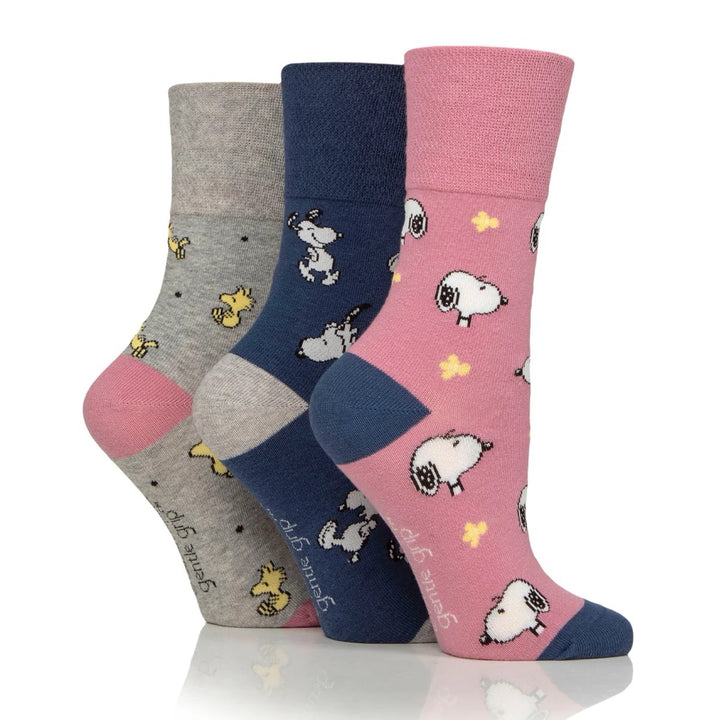 GENTLE GRIP 3Pk Licensed Cotton Peanuts Socks - Womens