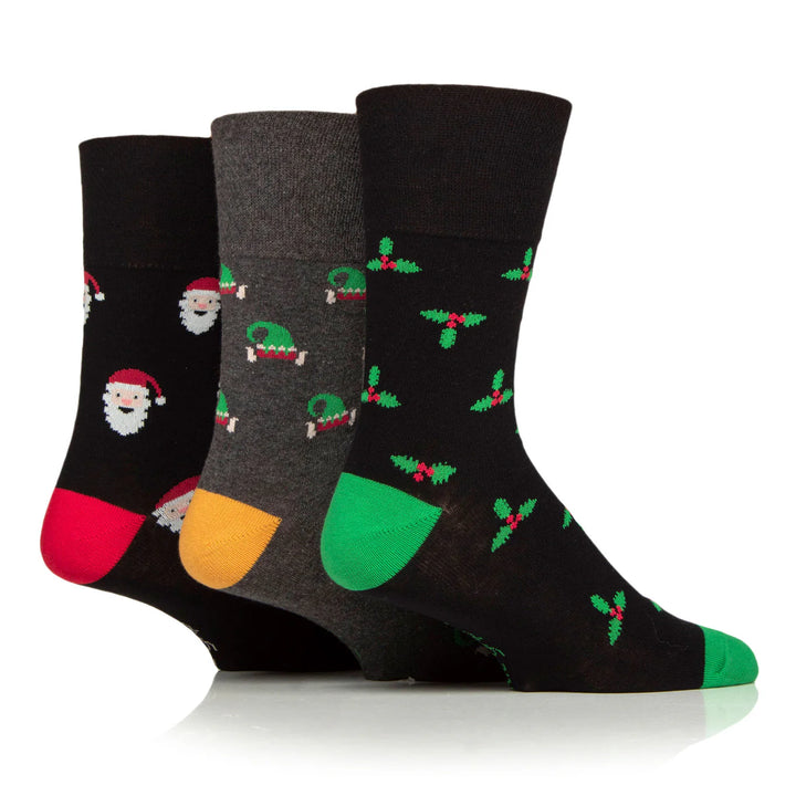 GENTLE GRIP 3Pk  Crew Socks- Christmas - Mens