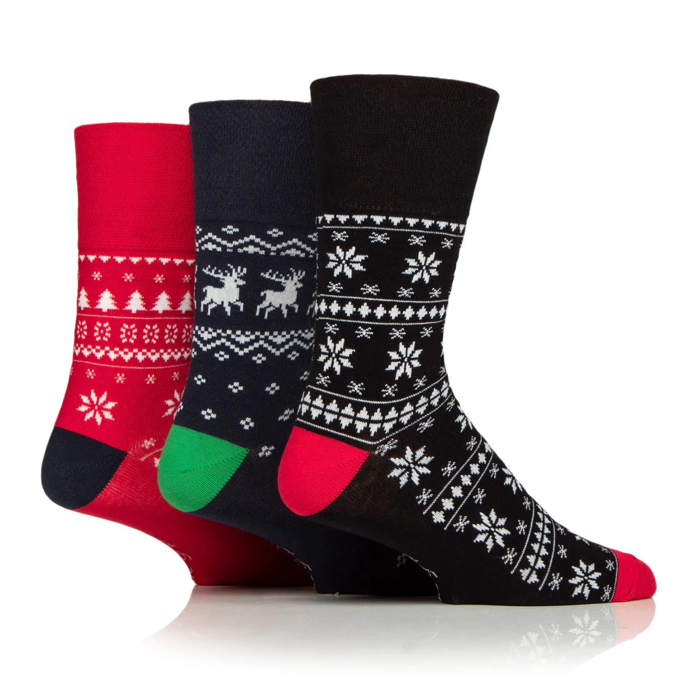 GENTLE GRIP 3Pk  Crew Socks- Christmas - Mens