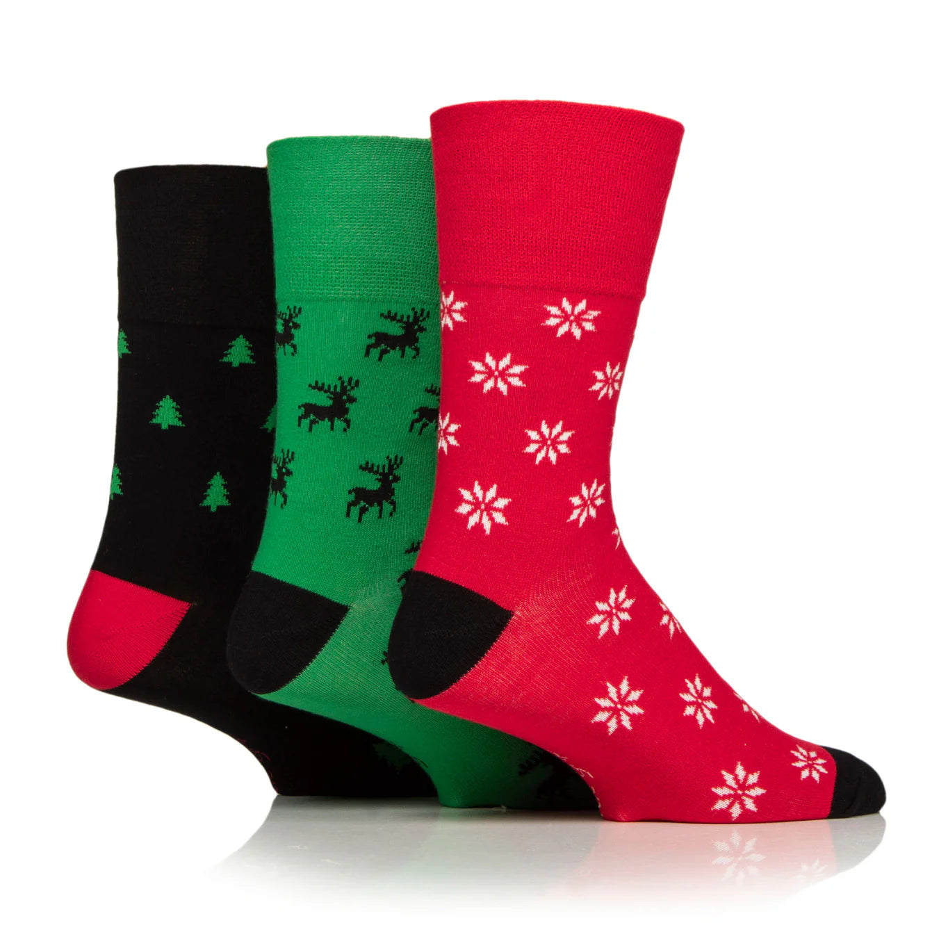 GENTLE GRIP 3Pk  Crew Socks- Christmas - Mens
