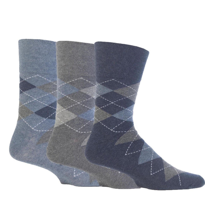 GENTLE GRIP 3Pk Argyle Business Socks - Men's Bigfoot