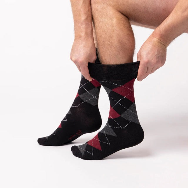 GENTLE GRIP 3Pk Business Print Socks - Men's Bigfoot