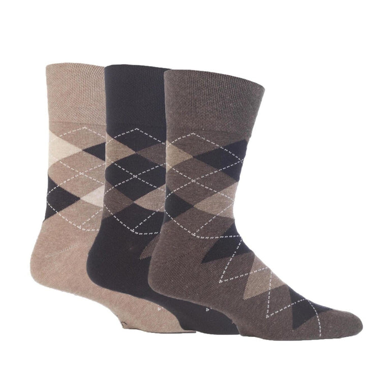 GENTLE GRIP 3Pk Argyle Business Socks - Men's Bigfoot