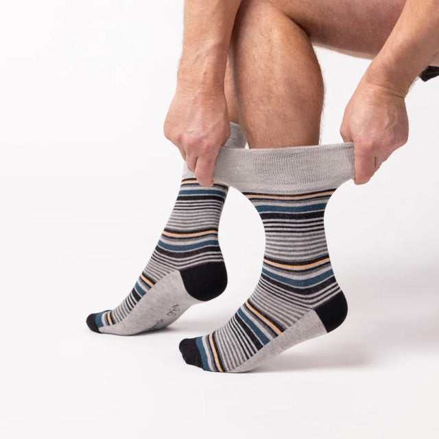 GENTLE GRIP 3Pk Business Print Socks - Men's Bigfoot