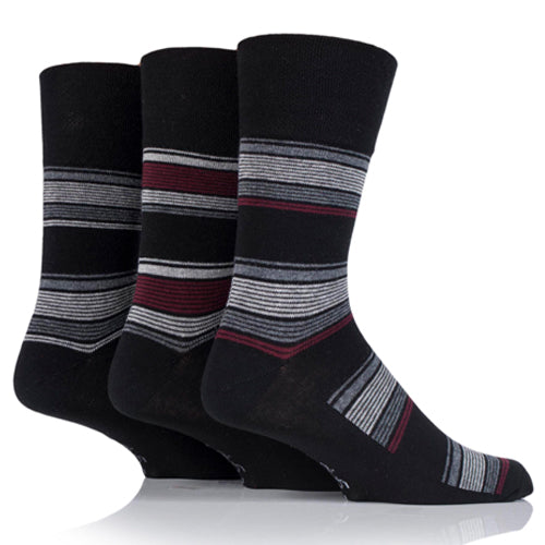 GENTLE GRIP 3Pk Fine Lines Business Striped Socks - Men's
