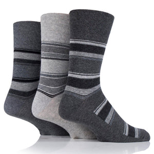 GENTLE GRIP 3Pk Fine Lines Business Striped Socks - Men's