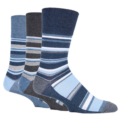 GENTLE GRIP 3Pk Printed Stripe Business Socks - Men's